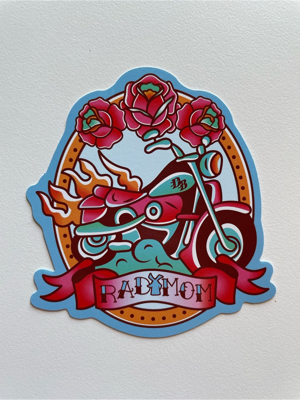 Dutch Bros Mothers Day 2026 Red & Teal 'Rad Mom' Motorcycle Sticker Limited Rare